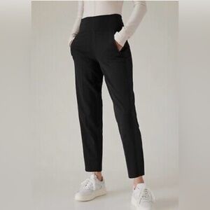 NWT-Athleta Black Endless Satin Side Stripe Pant, Size 0